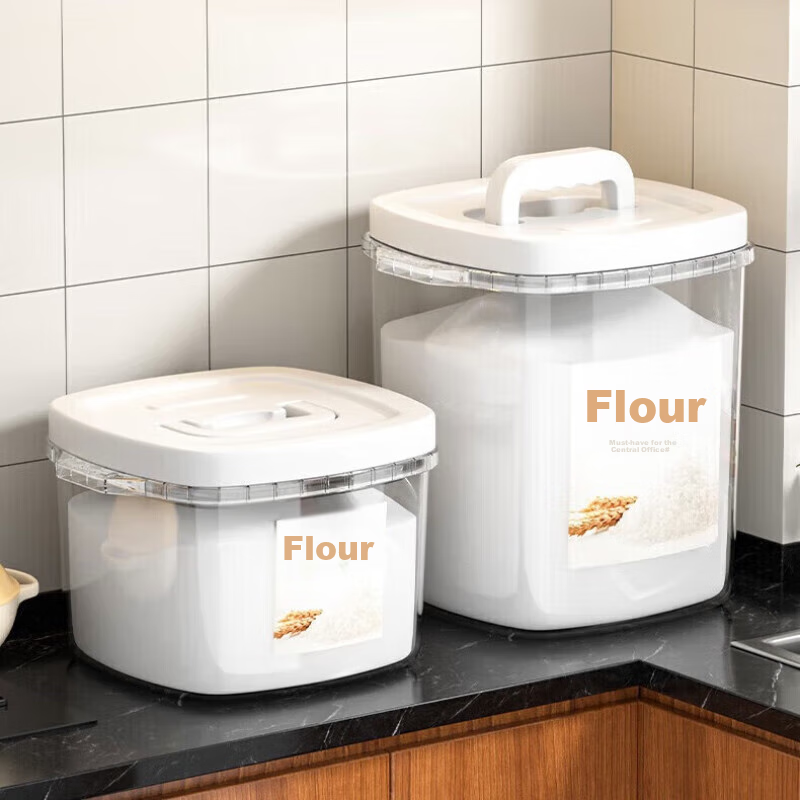 MUYA Flour Storage Container, Household Rice Bucket, Flour Bucket, Pest-Proof And Moisture-Proof Sealed Jar, Storage Container