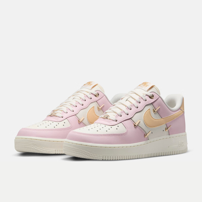 Nike Cushioned Sneakers for Women, Air Force 1 Sports Shoes, IB2574-600, Pink And White, Size 38.5