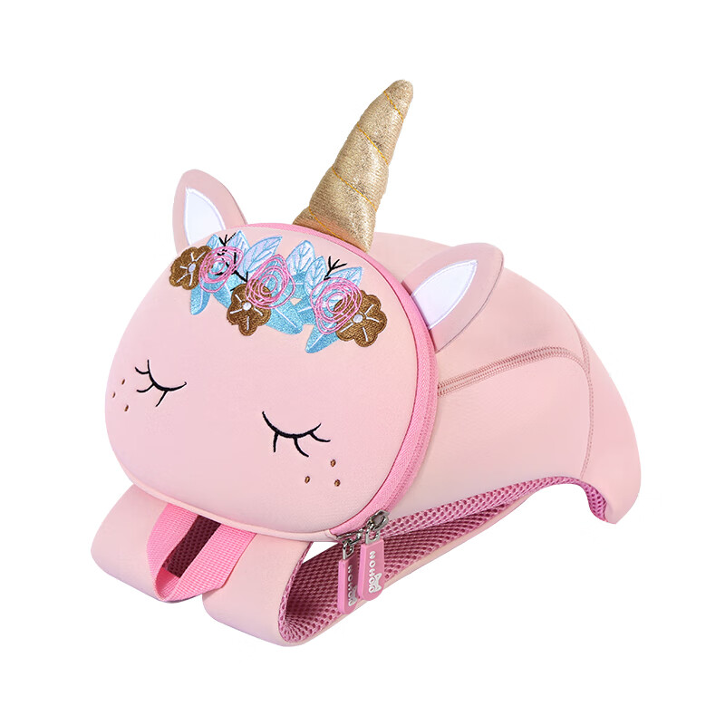 NOHOO Children's Backpack for Boys and Girls, Kindergarten Double Shoulder Bag Cartoon Animal Anti-lost Rope Small Bag Unicorn Small Size