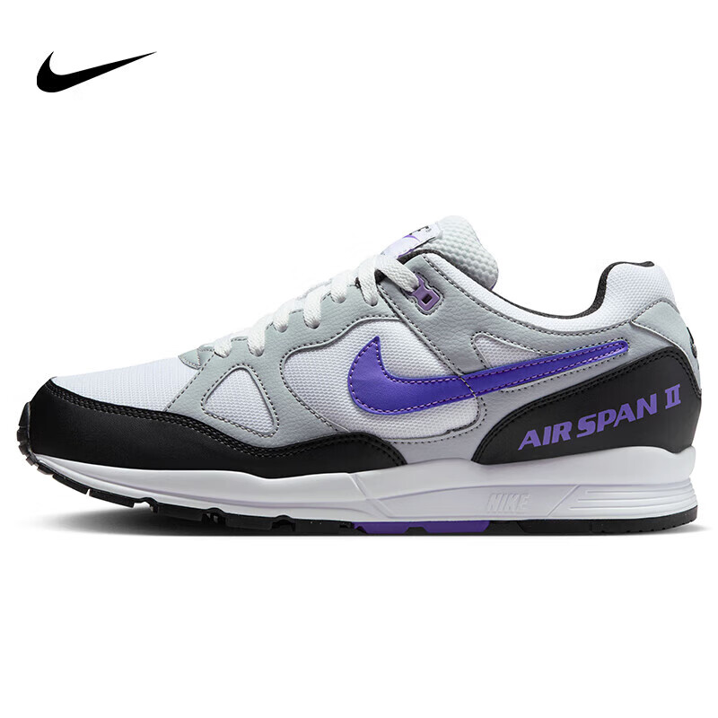 NIKE Men's Athletic Casual Shoes AIR SPAN II Low-top Sneakers AH8047-013 Black White Purple Size 43