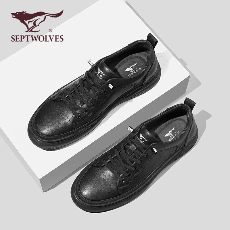 SEPTWOLVES Men's Versatile Shoes, Men's Sneakers, Men's Casual Leather Shoes, Men's Slip-Ons 8313492390 Black 40