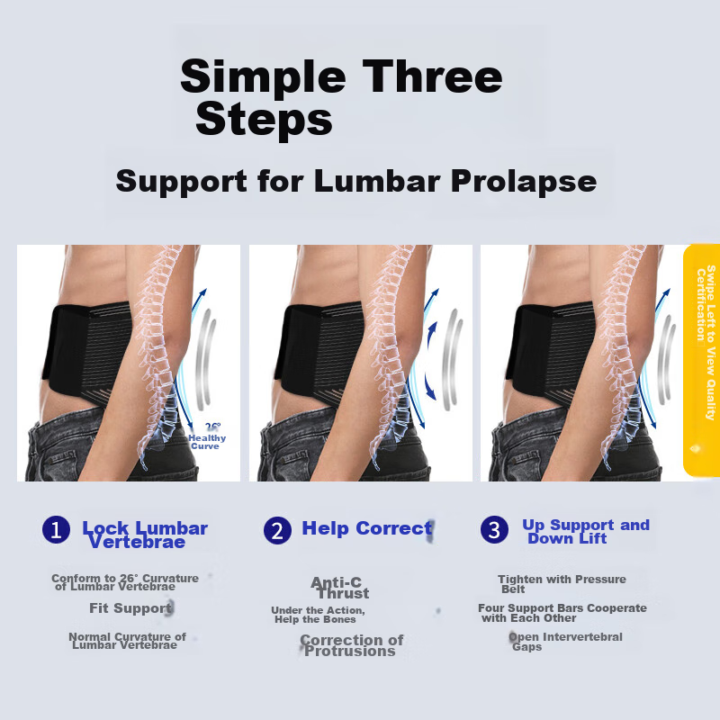 NAILEKESI N Medical Back Support Belt for Herniated Disc, Lumbar Muscle Strain, Breathable, Lightweight, for Prolonged Sitting Or Standing, Steel Plate Back Brace