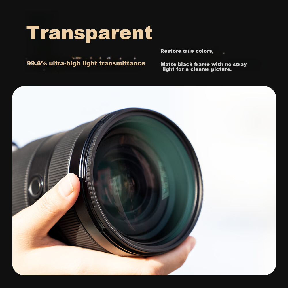 Zhuoer (K&F CONCEPT) UV Filter, Yipro Series MRC Ultra-Clear Coating, 99.6% Light Transmission, 49 67 72 77 82mm, Suitable for Canon, Fuji, Sony, Mirrorless And DSLR Camera Lenses