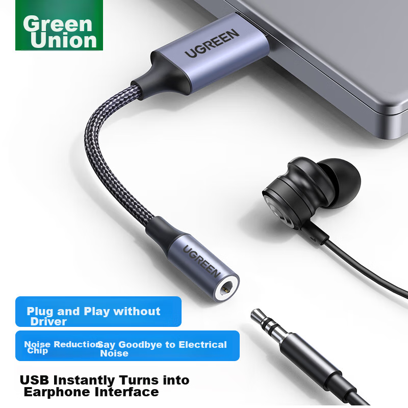 Lulian USB to 3.5mm External Sound Card, Headphone And Microphone Two-In Converter Audio Adapter, Compatible with Computer Laptops PS4/5 for Connecting Speakers, 0.25 Meters 30757