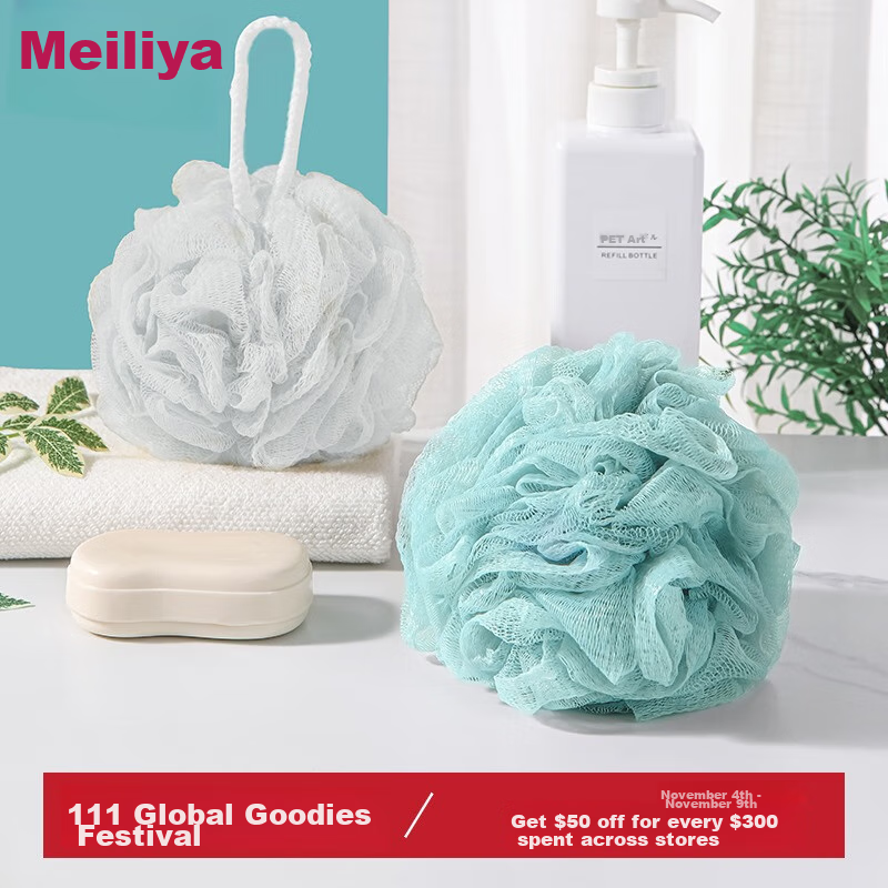 Meiliya Bath Sponge [Large Size], Bath Scrubber, Back Scrubber, Adult Bubble Tool, 2 Pieces
