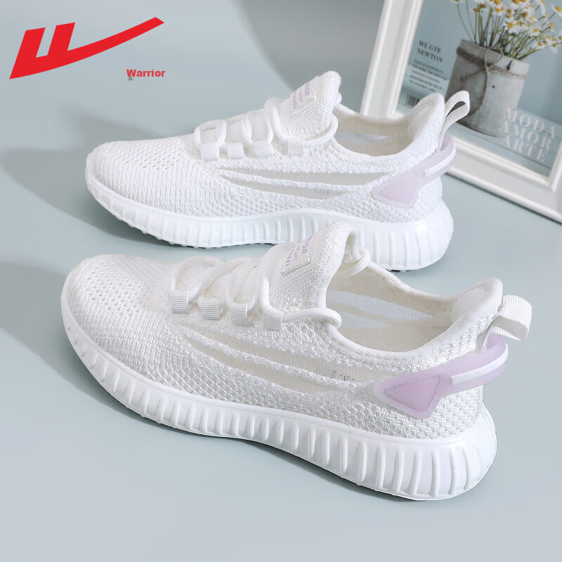 Warrior Official Sports Shoes, Summer Women's Shoes, Breathable Running Shoes, Comfortable Coconut Shoes, Mesh Casual Shoes for Women, White And Pink, Size 36