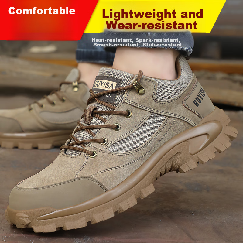 Blue Owl Shield Safety Shoes for Men, Non-Slip, Steel Toe Cap, Puncture-Resistant, Wear-Resistant, Safety Work Welding Functional Shoes D1122BN 44
