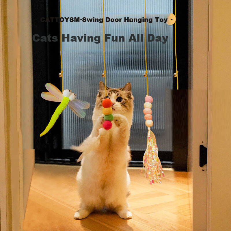 Pilot Cat Toy Self-Entertaining Teaser Wand, Swing, Butterfly, Kitten, Small Cat Feather, 3-Piece Set