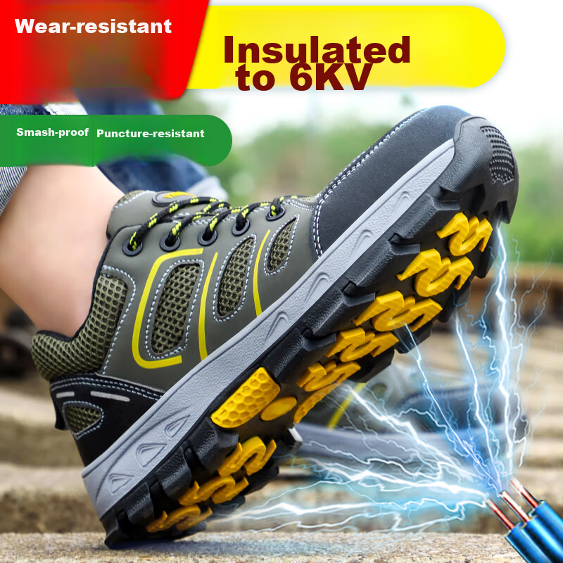 Jingtu Safety Shoes for Men, 6KV Insulated, Steel Toe, Puncture-Resistant, Electrician Work Safety Functional Shoes 857KV Size 44