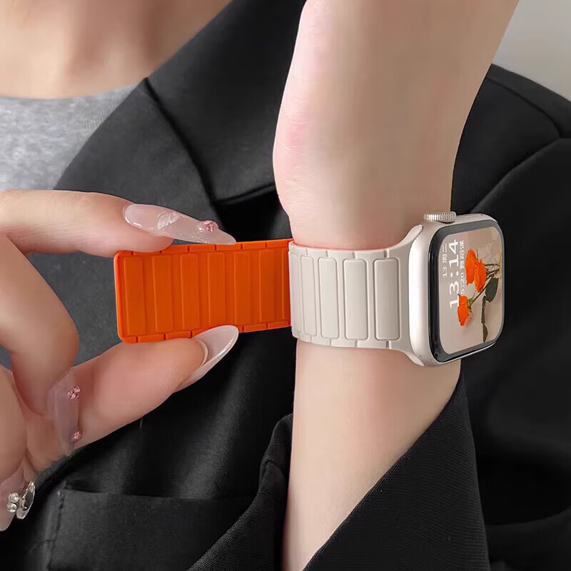 Magnetic Silicone Watch Band for Apple Watch Ultra2/iWatch S10/9/8/7/6/5/4/SE Starry Sky Blue 38/40/41/42mm