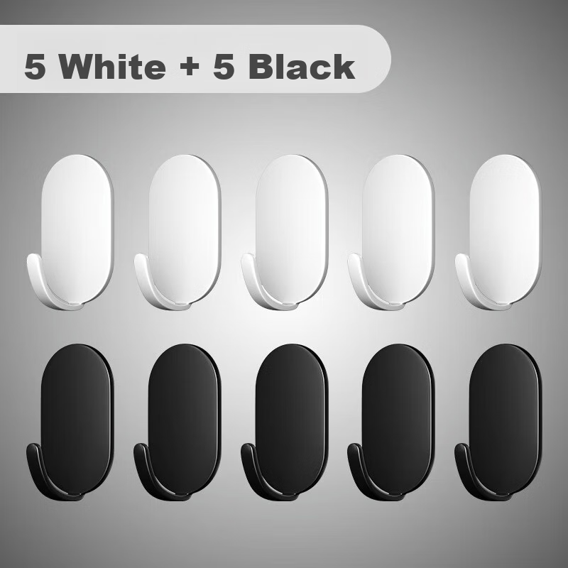 Jiadu Adhesive Hooks, No Drilling Required, Strong Adhesive, for Door Back, Clothes Hanger, Bathroom, Kitchen, Wall-Mounted Hooks