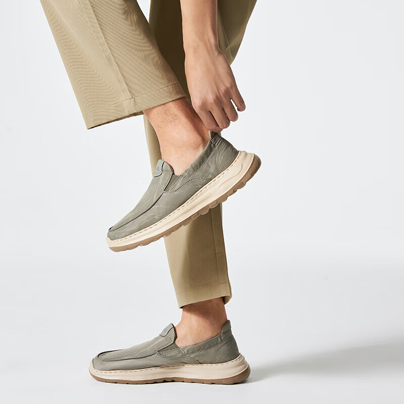 CAMEL Slip-On Lightweight Easy-On Soft Casual Versatile Canvas Shoes for Men, G15S046026, Army Green, Size 40