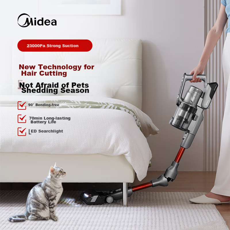 Midea Vacuum Cleaner Q8 Pro Cordless Handheld Vacuum Cleaner with Strong Suction And Long Battery Life, Dust Mite Remover, Pet And Carpet Cleaner [Government Subsidy]