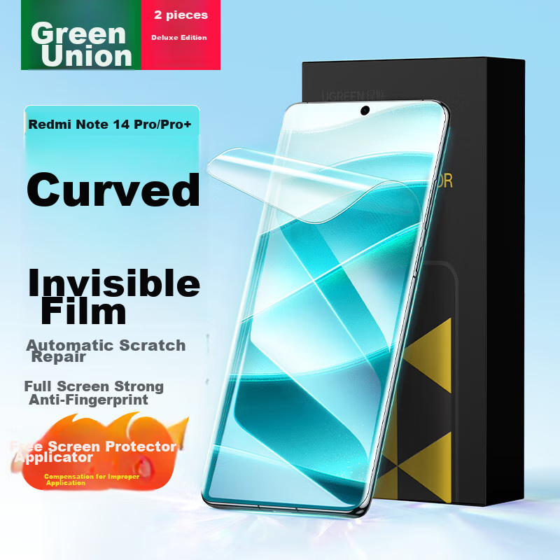 UGREEN Screen Protector for Xiaomi Note 14 Pro+, Tempered Glass Film for Xiaomi Note 14 Pro, Curved Hydrogel Film, Full Coverage, No Holes, HD Clear, Anti-Fingerprint, Smooth Protective Film 55931