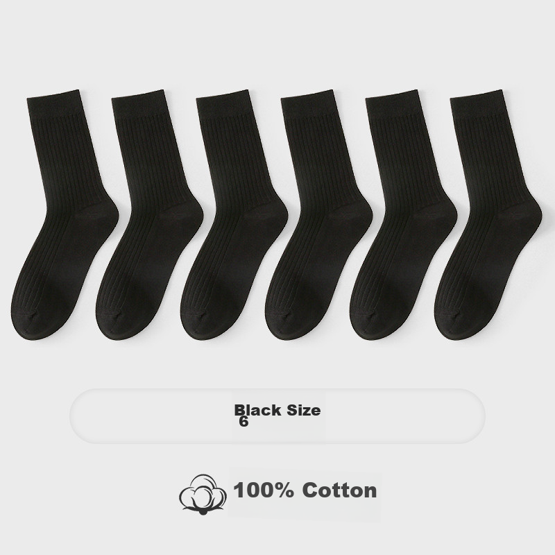 Langsha Men's Socks, Pure Cotton, Double-Needle, Mid-Calf, Antibacterial, Odor-Resistant, All-Cotton, Sweat-Absorbing, Men's Long Socks, Business Casual Cotton Socks