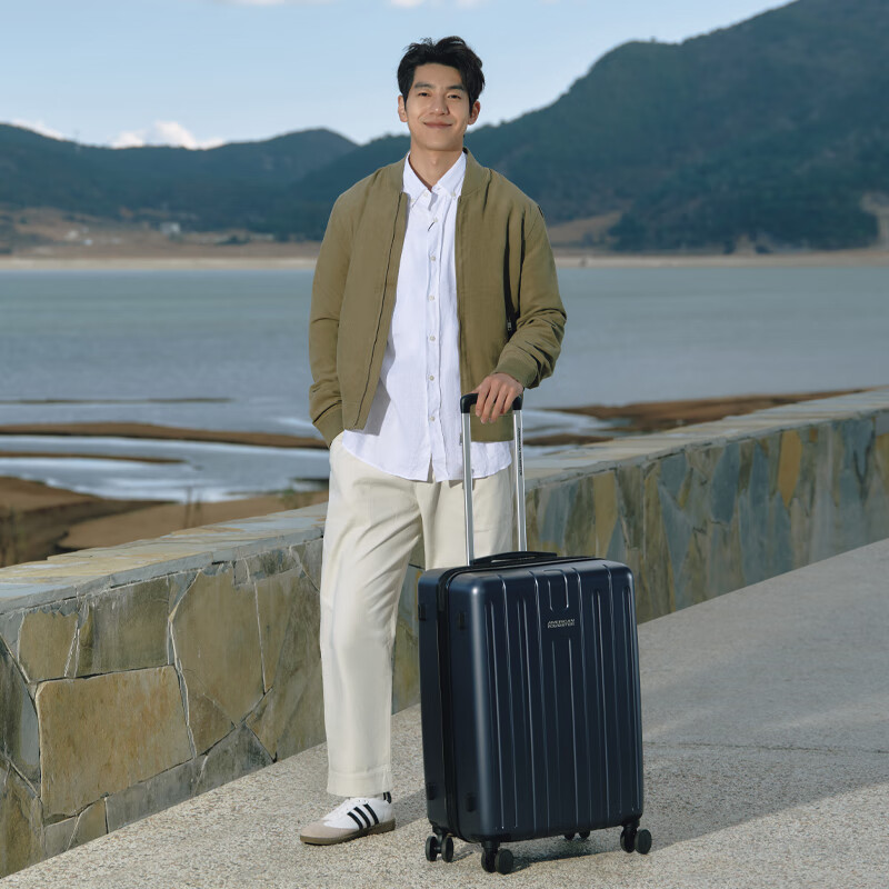 American Tourister 20-Inch Fashion Luggage Suitcase for College Students Boarding Box Travel Box Blue TC3 Password Box