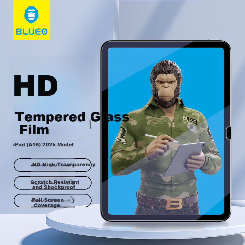 Mr. Blue Gorilla iPad Tempered Glass Screen Protector for iPad 2025/2022 New Model with A16 Chip 10.9-inch Apple Tablet Film High Definition Anti-Fingerprint Protective Film