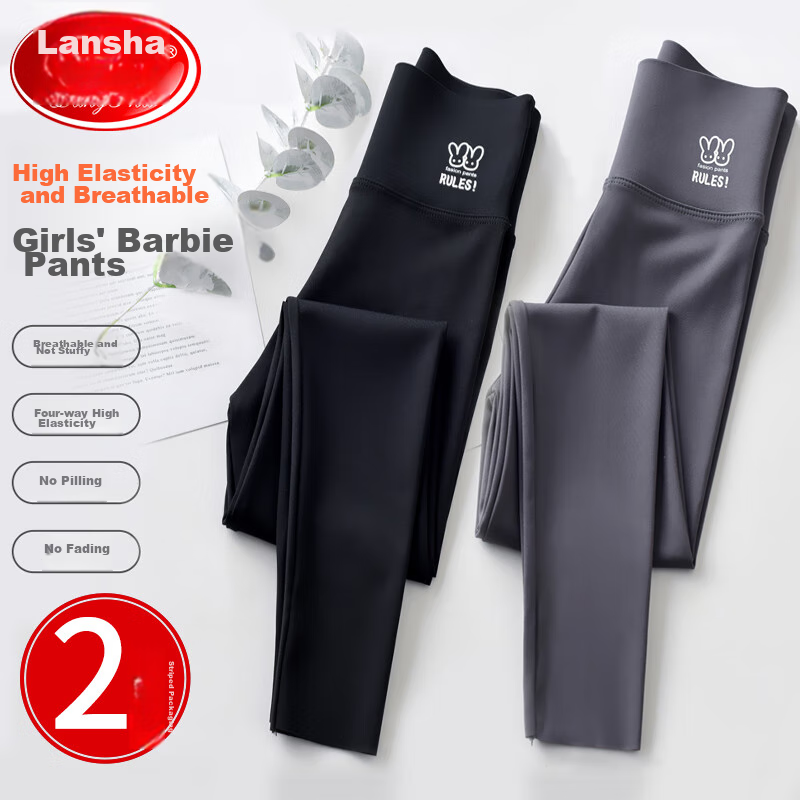 LangSha Children's Shark Pants, Girls' Leggings for Outdoor Wear, Barbie Pants, Spring And Autumn Style, for Older Children, Versatile Sports Yoga Long Pants for Autumn