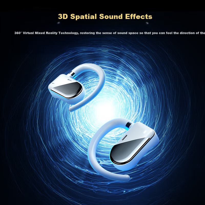 Lenovo [2025 New Model] Wireless Earbuds with Ear Hooks, Call Noise Reduction, for Running, Sports, Cycling, In-Ear, Waterproof, Bone Conduction Concept XT68 White