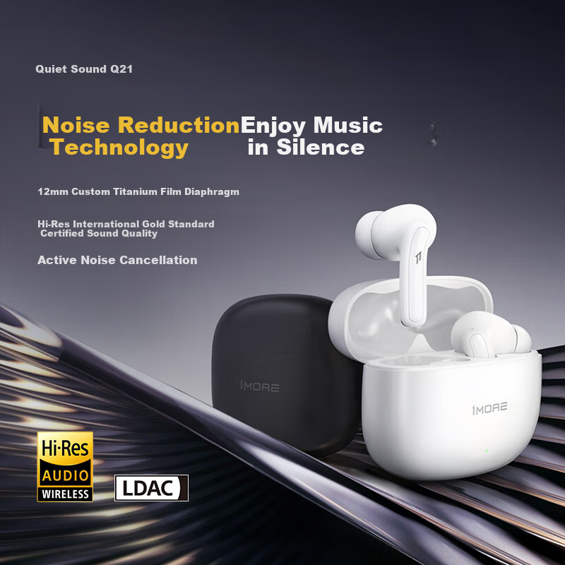 1MORE Q21 True Wireless Bluetooth Earbuds with ANC Active Noise Cancelling Hi-Res Audio White