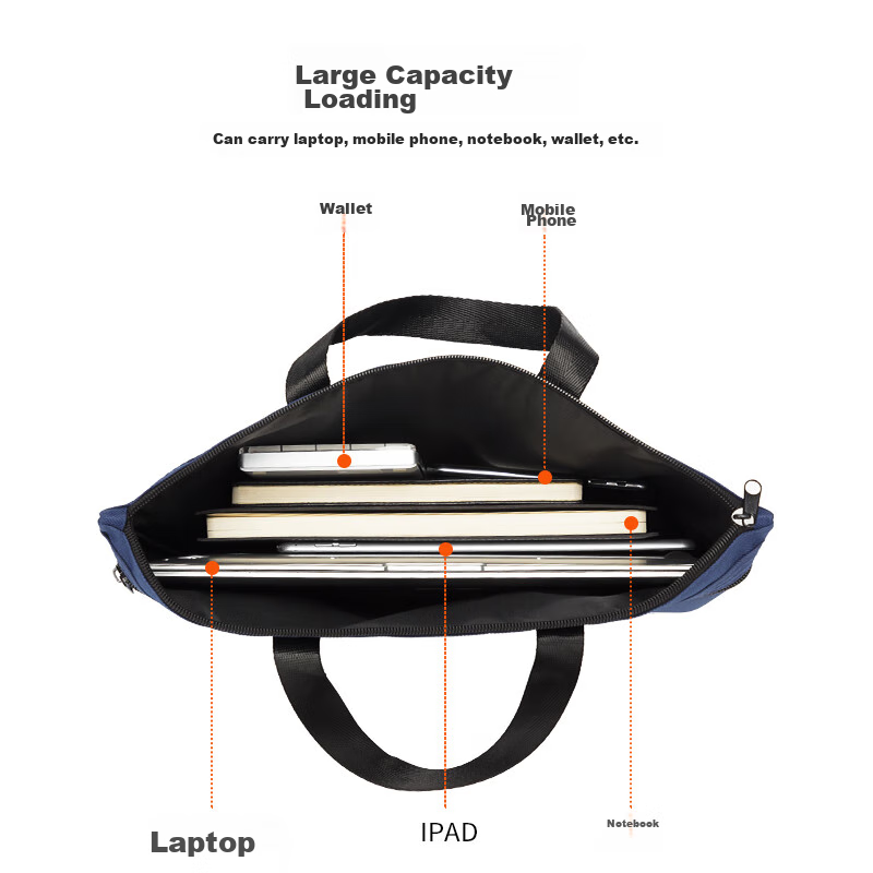 Deli Double-Layer Briefcase/document Bag/briefcase/large Zipper Bag, Handbag for Business Meetings, Portable Business Document Storage Bag, P05840 Blue