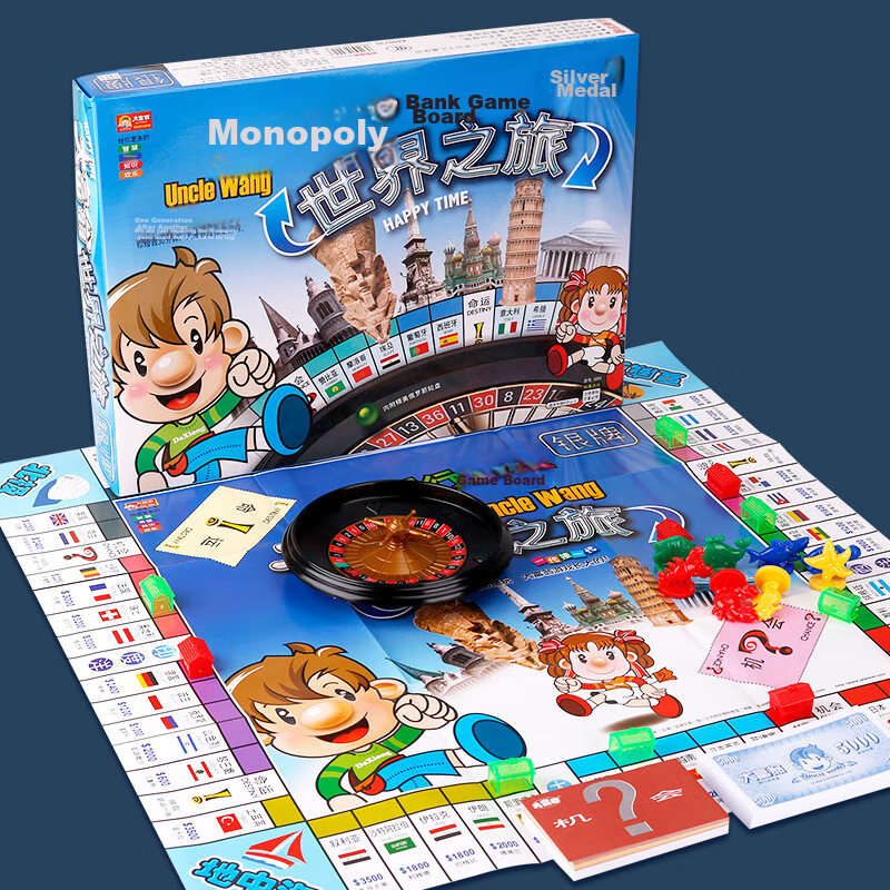 Monopoly World Tour Silver Edition Board Game Deluxe Version for Children And Adults, Strategy Game Toy for Boys And Girls