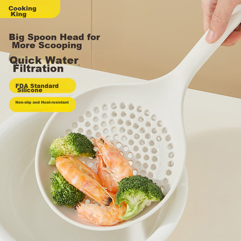 Chuidahuang Silicone Strainer, Large Size, for Home Kitchen Use, to Drain Dumplings And Noodles, Heat-Resistant, Draining And Filtering Mesh, Skimmer Ladle