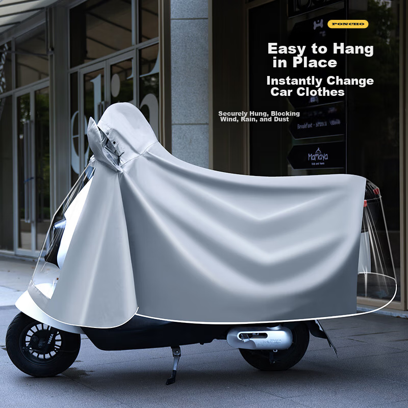 KEYRU Electric Bicycle Riding Raincoat, Extended Rain Poncho, Single-Person One-Piece, Adult, Enlarged, Thickened, Long Style, Full-Body, Heavy Rain Protection, Car Cover