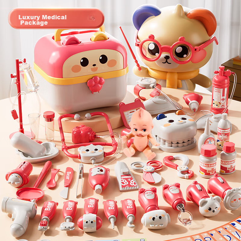 Kuoou Pretend Doctor Toy for Children, Girls' Stethoscope, Medical Kit, Nurse Roleplay, Injection Practice, New Year Gift