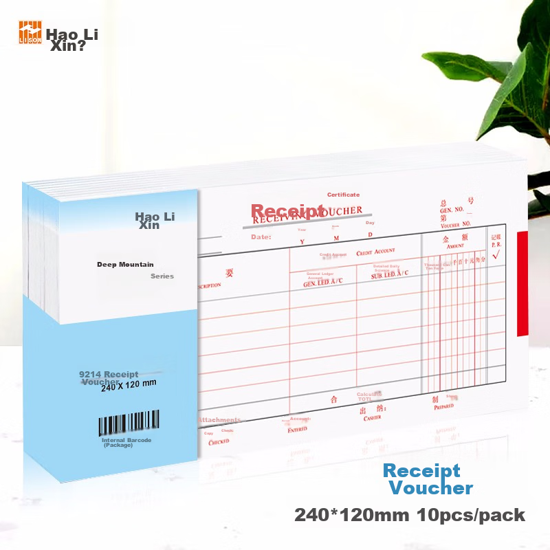 LISON Receipt Voucher, 10-Pack, Nationwide Standard Voucher, 240*120mm, 50 Pages Per Book, Financial Accounting Voucher Paper