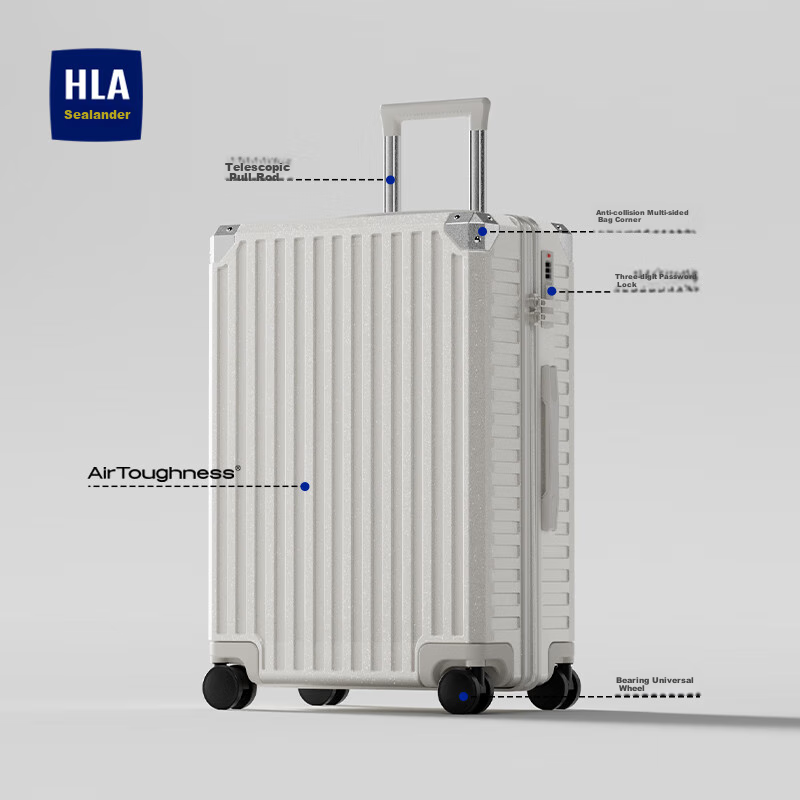 HLA Luggage, Lightweight Business Suitcase for Men And Women, Large Capacity Travel Trolley Case with Password Lock, Ivory White, 26 Inches