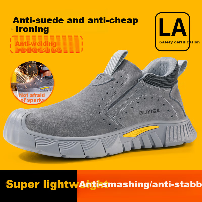 GUYISA Welder Safety Shoes Men Lightweight Soft Bottom Anti-Smashing Steel Toe Anti-Puncture Safety Work Shoes 3005T 43