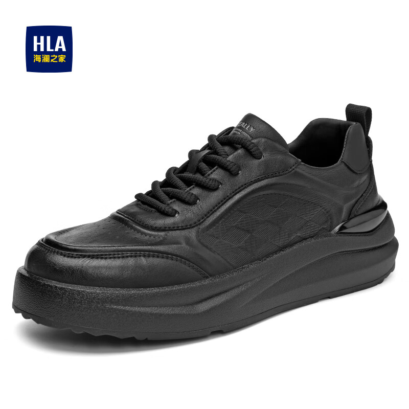 HLA Men's Casual Breathable White Shoes Men's Lightweight Comfortable Casual Shoes Men E088 Black 42