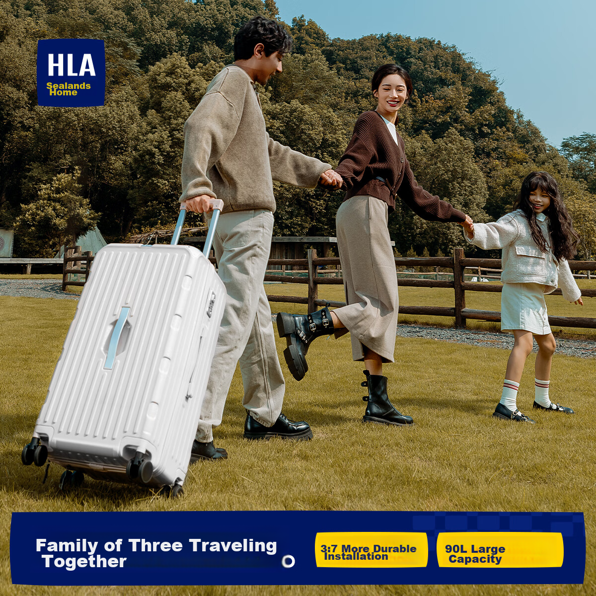 HLA Large Capacity Suitcase with Wheels, Password Lock, Business Travel Luggage for Men, Ivory White, 29 Inches