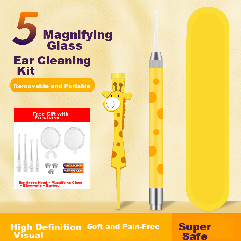 Haifenuo Luminous Ear Pick, Children's Ear Cleaning Tool, Ear Tweezers, Visible Ear Spoon, High-Definition Ear Cleaning Kit, 2-Piece Set