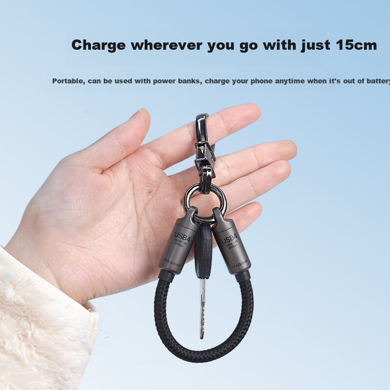 Hagibis Type-C Multi-function Data Cable Keychain Lanyard Ctoc Compatible with Thunderbolt 4/5 Ultra Short Portable 240W Power Bank Fast Charge 80Gbps Hard Drive Enclosure High-speed Transmission