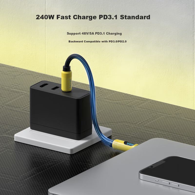 Hagibis Type-C Digital Display Charging Cable C to C Dual Head Data Cable Male to Male PD 240W Fast Charging Cable for iPhone 16 Pro Mobile Phone Tablet Laptop