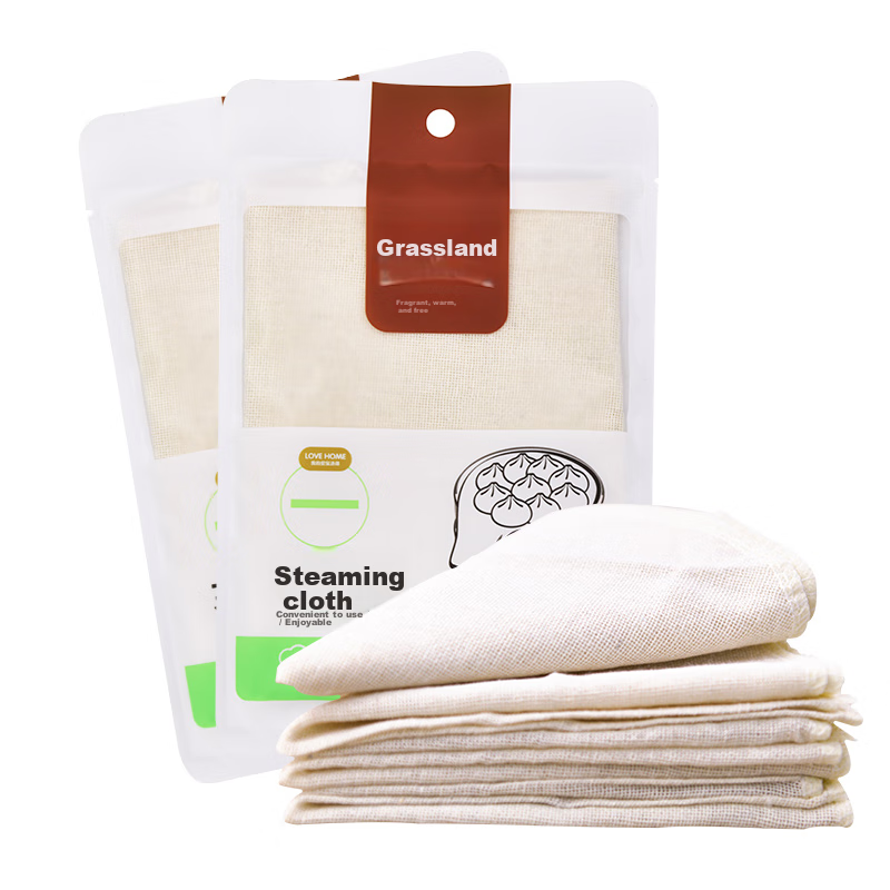 Fangcaodi Round Steamer Cloth, 30CM*10 Pieces, Coarse Cotton Steamer Pad, for Steamed Buns, Xiaolongbao, Home Use, Non-Stick Drawer Cover