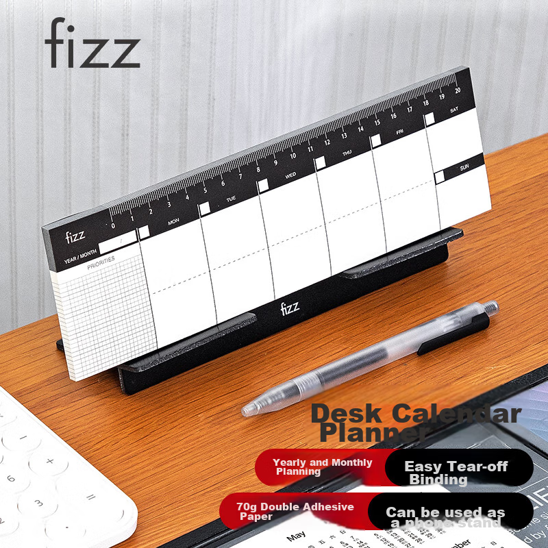 Fizzy Self-Filling Calendar, Planner, Mini Desk Organizer, Task List, Office Desk, Business Weekly Planner, Small Notebook, Memo Pad, Phone Stand, FZ335014