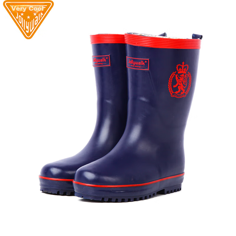 Jolly Walk Children's Rubber Anti-Slip Rain Shoes JW201 Deep Blue Red 240mm