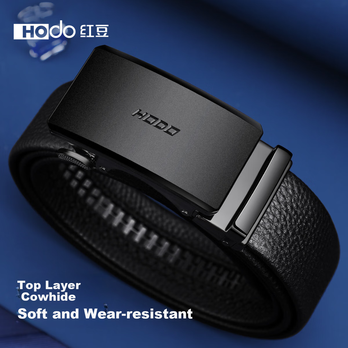 Red Bean Men's Business Deep Carved Automatic Buckle Top Layer Cowhide Casual Belt New Year Birthday Gift for Boyfriend Husband