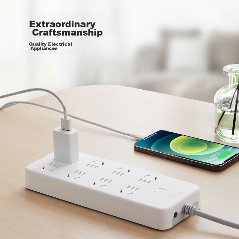 BULL Super Power Protection, New National Standard Socket/power Strip/extension Cord GN-B2080, 8 Outlets with Master Switch, 2 Meters Long