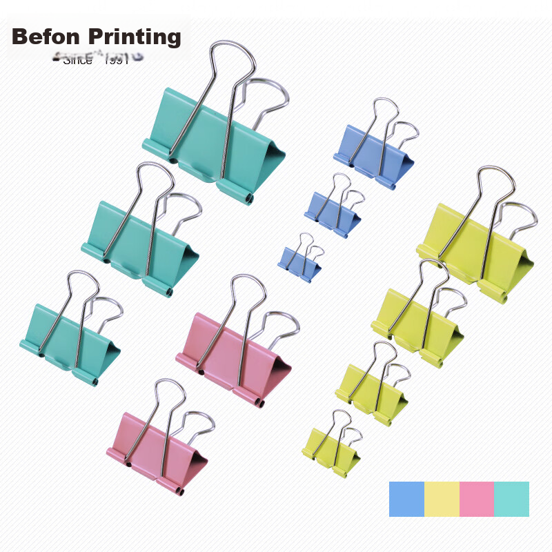 Befon 19mm Small Size Colorful Swallowtail Clip 4266 Metal Iron Clip Long Tail Clip Paper Clip Data Fish Tail Clip Invoice Document Clip Office Supplies 40pcs/tube