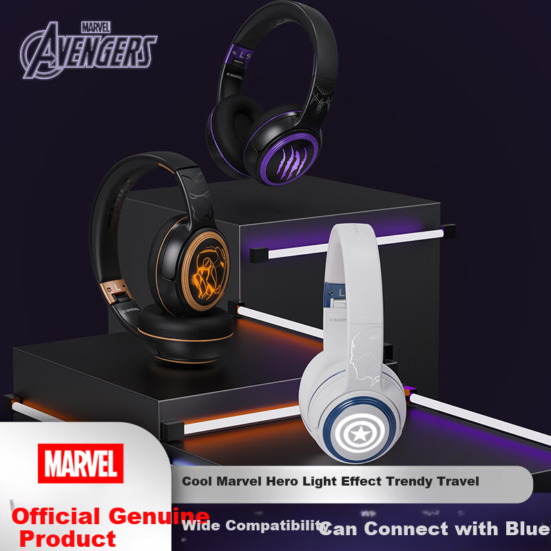 DISNEY Marvel Authorized MR13 Wireless Bluetooth Headphones Headset with Microphone for Gaming Music Sports Headphones Black Panther Apple Xiaomi Huawei Universal