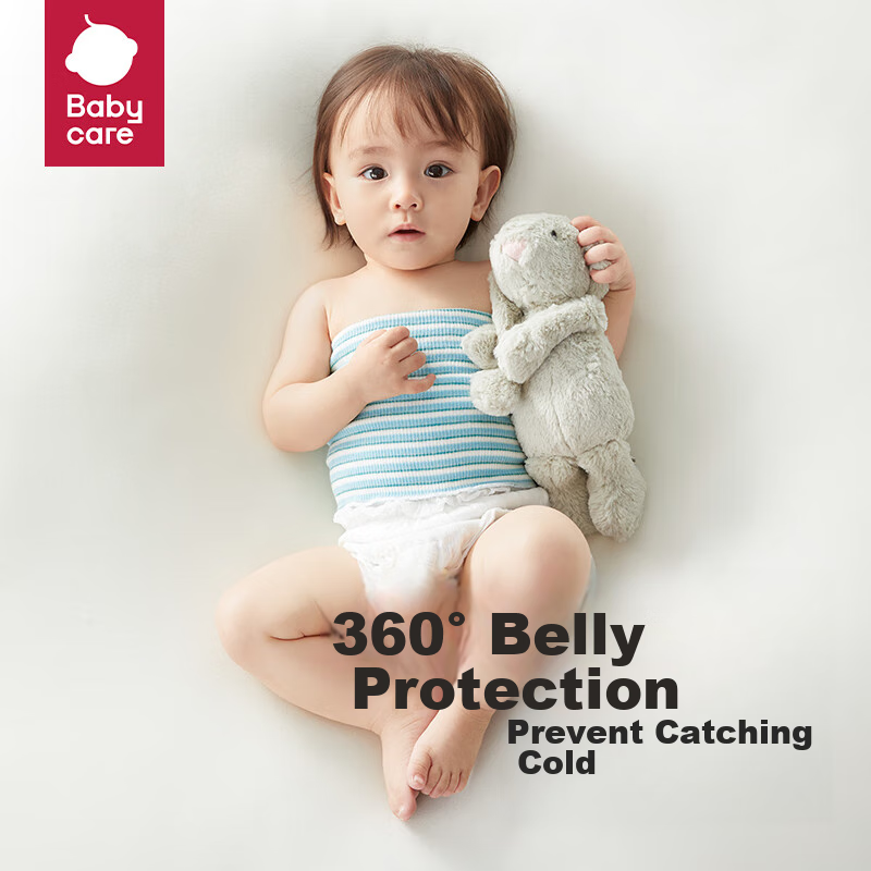 Babycare Baby Belly Wrap, Newborn Infant Navel Protection, Prevents Cold, Keeps Warm, Light Green, 2-Pack, 17×24