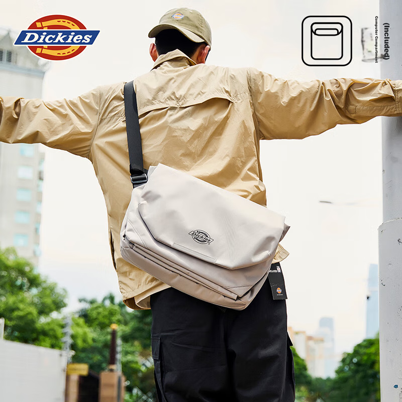 Dickies Men's Crossbody Bag, Lightweight DK Shoulder Bag, Women's Casual Multifunctional Messenger Bag, Cycling Satchel, Large Capacity Large Shoulder Bag