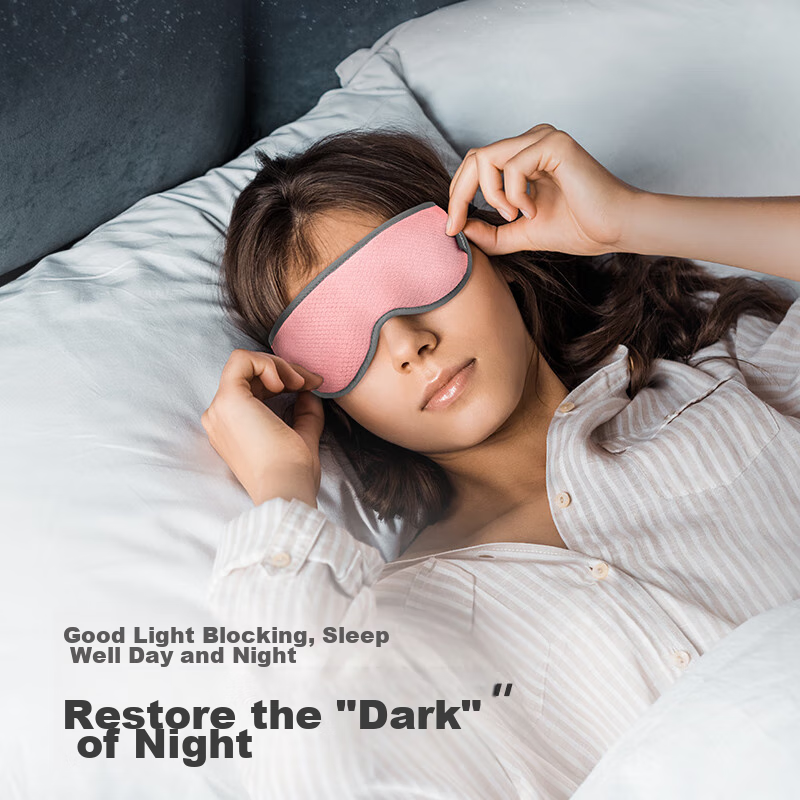 Pack All Unisex Travel Eye Mask for Airplane, Train, Sleep, Light Blocking, Breathable, Adjustable Pillow, Pink