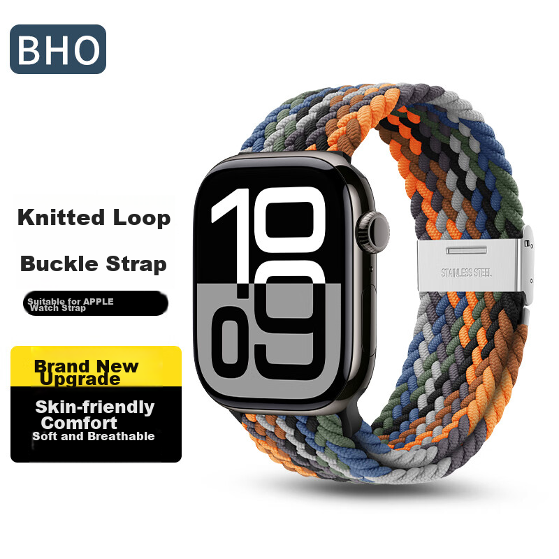 BHO Suitable for Apple Watch Band, Apple Watch S10/ultra2/s9/se Nylon Braided Loop Strap, IWatch S8/7/6/5/4 Buckle Watch Band