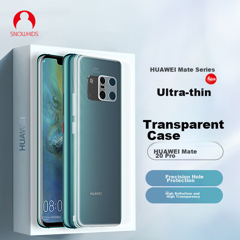 Snowkids Huawei Mate 20 Pro Phone Case, Huawei Transparent Case, TPU Shockproof Soft Shell, Protective Cover, Ultra-Thin, Trendy, Simple, for Men And Women, Outer Shell