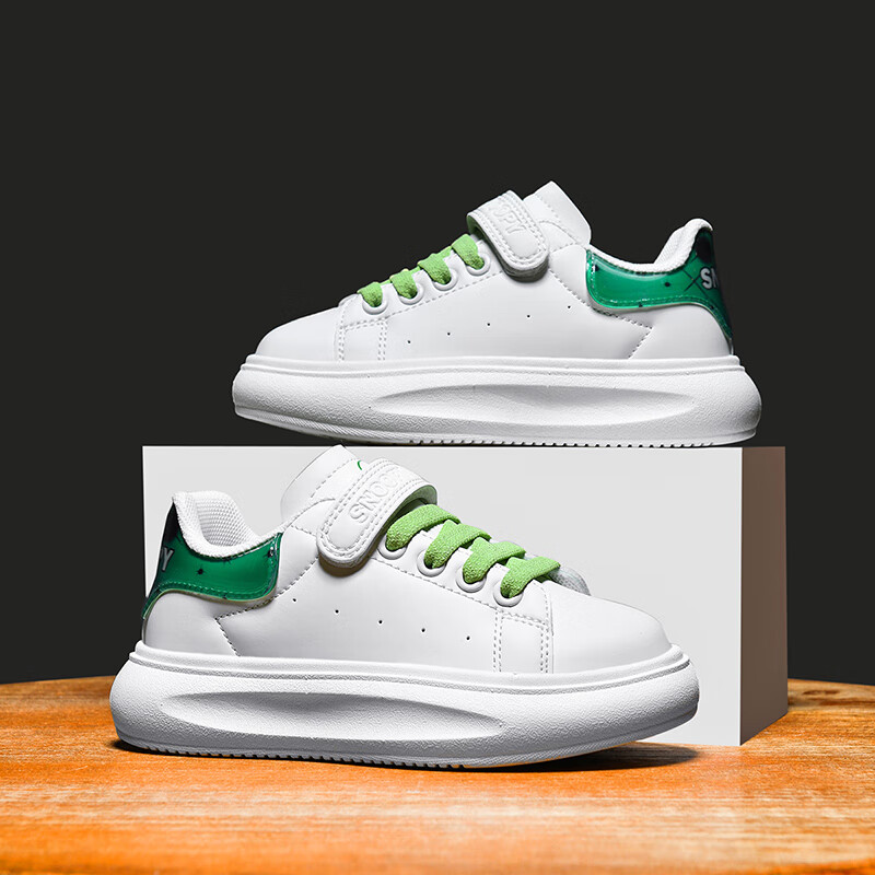 SNOOPYSNOOPY Kids' Sports Shoes Boys Girls Children's All-Match Low-Top Sneakers Students White Shoes 0222 Green 34